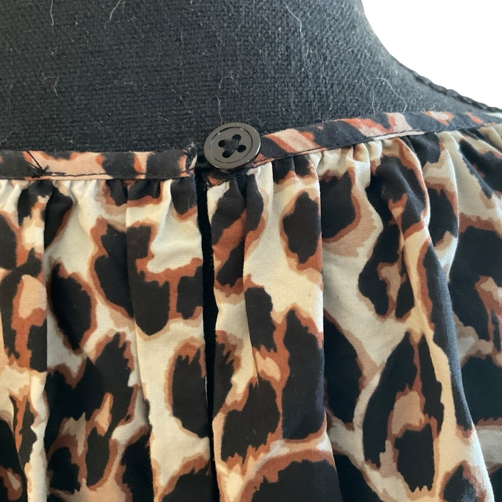 Rails Leopard Print Smocked Peplum Blouse Size L Long Sleeve Stretch Top - Picture 10 of 10